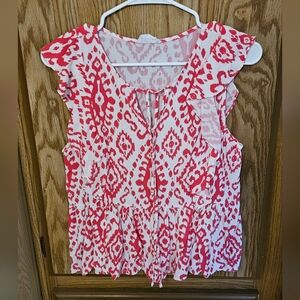 Vibrant Pink Patterned Women's Blouse By EM